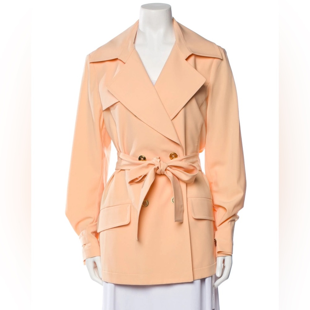 Size 10 apricot short trench coat from luxury brand St. John